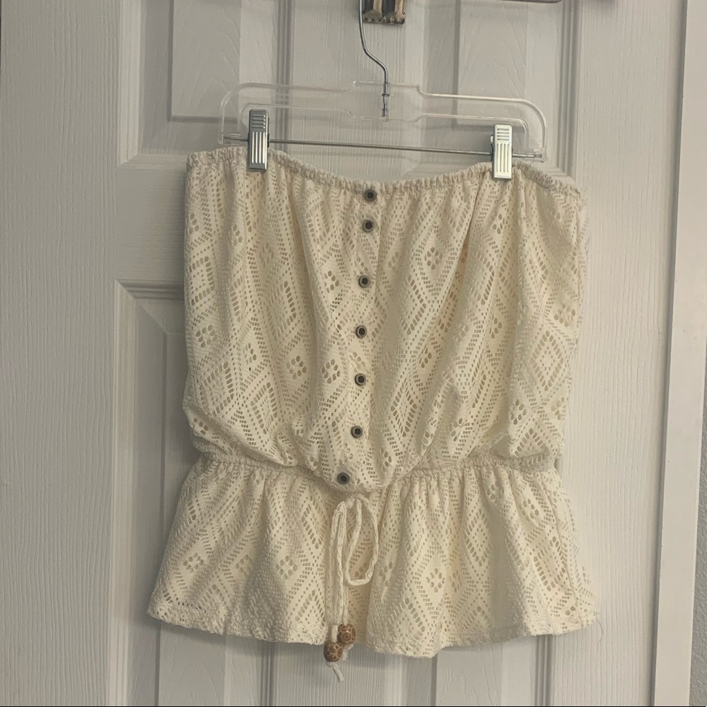 White Rewind Strapless Top